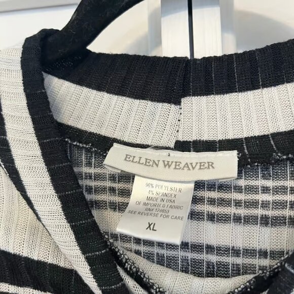 Ellen Weaver Black and White Stripe Mock Neck Dress Size XL - Picture 4 of 5